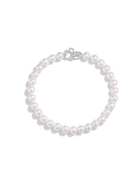 18K Gold Akoya Saltwater Pearl Bracelet with Floral Motif