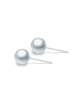 Classic 18K Gold Stud Earrings with Certified Silver-Blue Akoya Pearl – Natural Cultured Saltwater Pearls