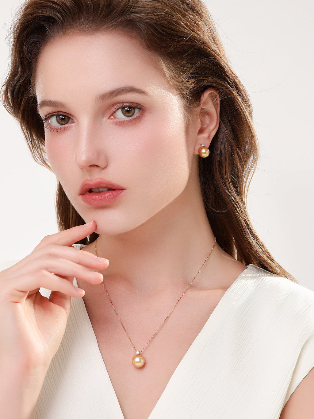 Princess Diana-Inspired 18K Gold Natural Certified Natural Golden South Sea Pearl  Earrings with Natural Diamonds