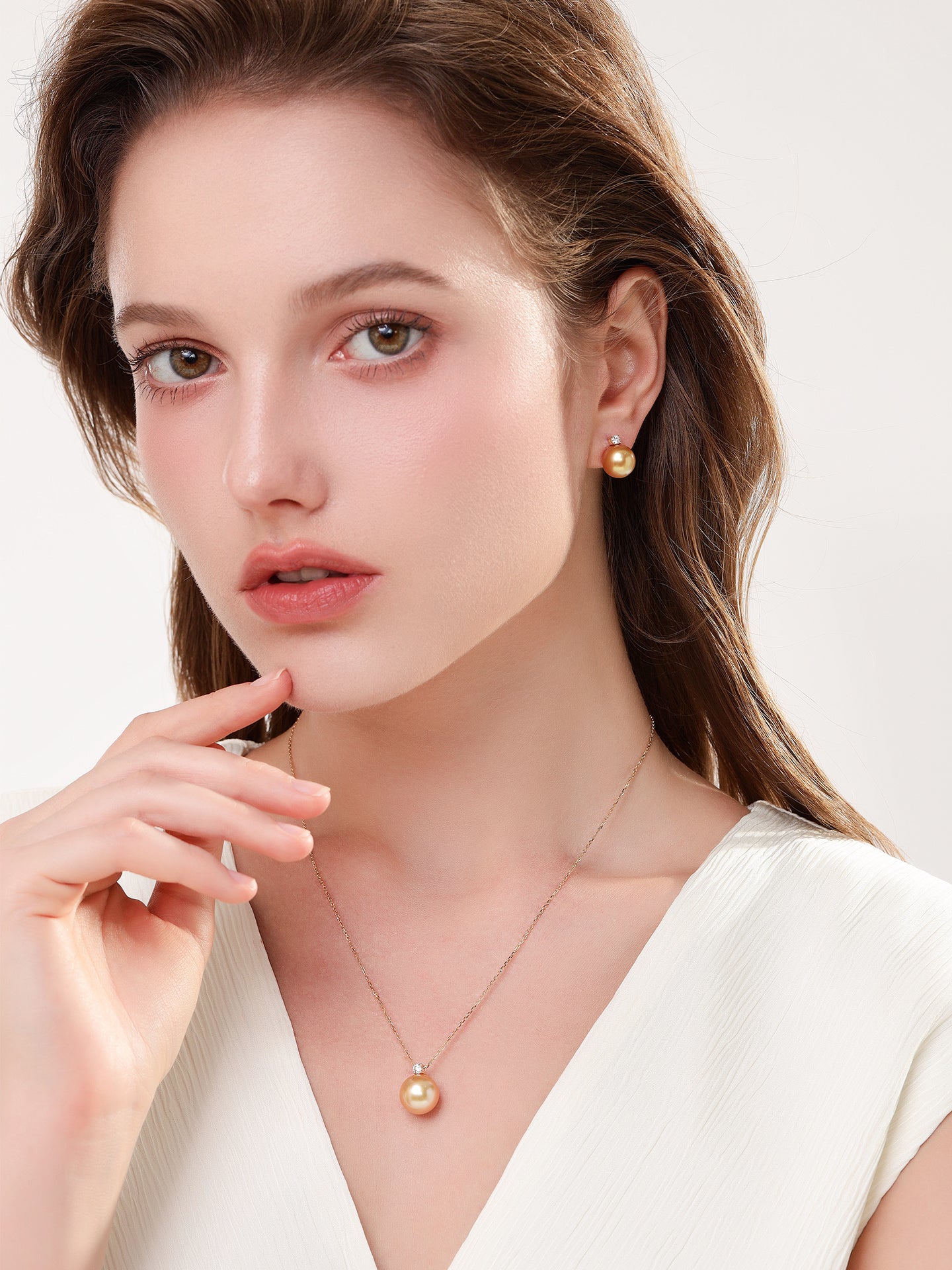 Princess Diana-Inspired 18K Gold Natural Certified Natural Golden South Sea Pearl  Earrings with Natural Diamonds