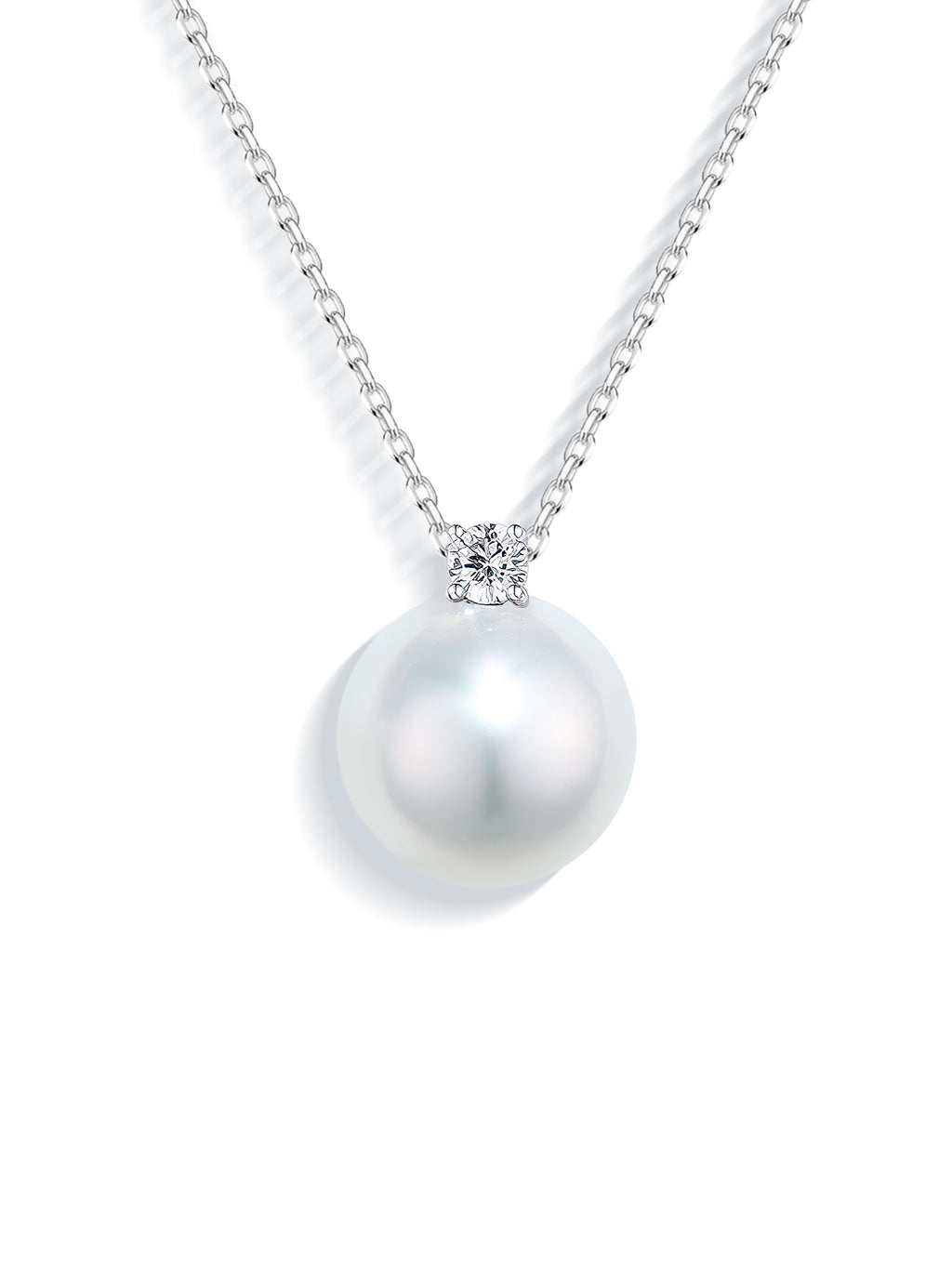 Princess Diana Style 18K Gold South Sea Pearl Necklace with Natural Diamonds
