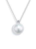 Princess Diana Style 18K Gold South Sea Pearl Necklace with Natural Diamonds