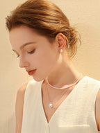 Princess Diana Style 18K Gold South Sea Pearl Necklace with Natural Diamonds