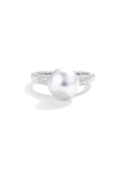 Genuine South Sea White Saltwater Pearl Solitaire ring 18K Gold Plated Noble Formal Wear Jewelry Premium Ice White South Sea Cultured Saltwater Pearl Strand ring Wedding Luxury Bridal Accessory