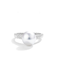 Genuine South Sea White Saltwater Pearl Solitaire ring 18K Gold Plated Noble Formal Wear Jewelry Premium Ice White South Sea Cultured Saltwater Pearl Strand ring Wedding Luxury Bridal Accessory