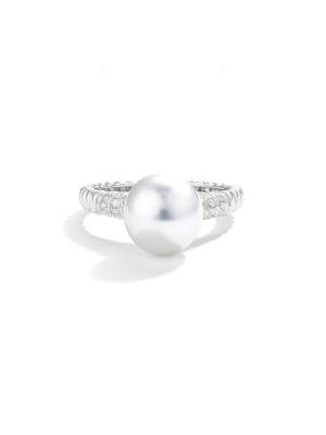 Genuine South Sea White Saltwater Pearl Solitaire ring 18K Gold Plated Noble Formal Wear Jewelry Premium Ice White South Sea Cultured Saltwater Pearl Strand ring Wedding Luxury Bridal Accessory