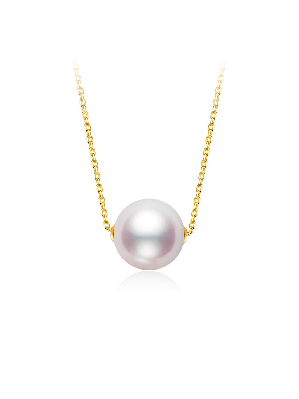 Natural Cultured Saltwater Akoya Pearl 18K Gold Necklace Natural diamond