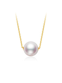 Natural Cultured Saltwater Akoya Pearl 18K Gold Necklace Natural diamond