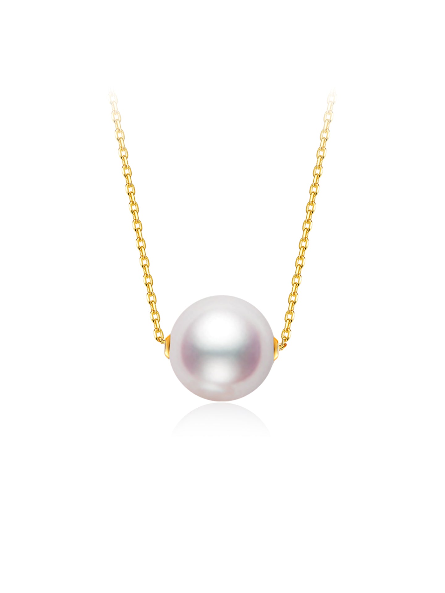 Natural Cultured Saltwater Akoya Pearl 18K Gold Necklace Natural diamond