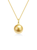 Natural Cultured Saltwater Golden South Sea Pearl  18K Gold Necklace -Comes with an S925 silver chain