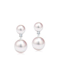 Princess Diana Style  18K Gold Akoya Saltwater Pearl Stud Earrings with and Natural Diamonds