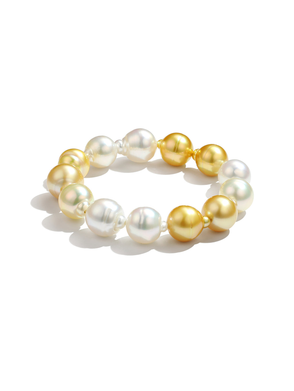 Mixed-color Baroque pearl bracelet featuring South Sea golden and Australian white pearls