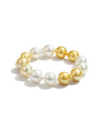 Mixed-color Baroque pearl bracelet featuring South Sea golden and Australian white pearls