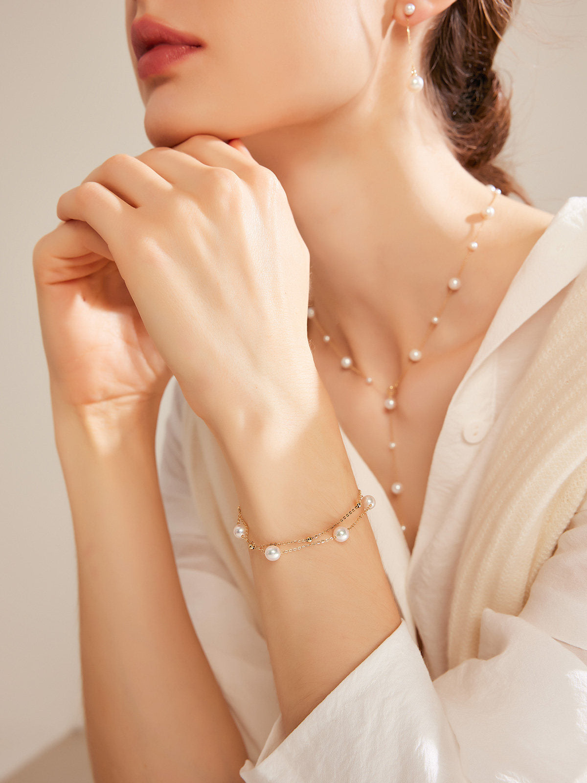 Mirror Luster Akoya Saltwater Pearl Bracelet  Elegant Office Lady Fine Jewelry