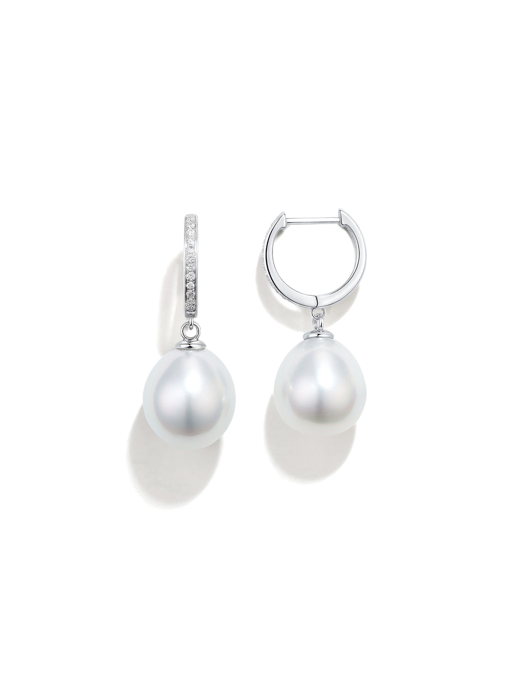 Australian South Sea Pearl 18K Gold Water droplet Natural Diamond Stud Earrings Natural Saltwater Pearl