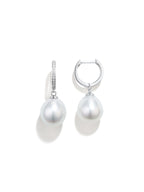 Australian South Sea Pearl 18K Gold Water droplet Natural Diamond Stud Earrings Natural Saltwater Pearl
