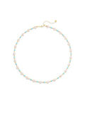 High Luster Akoya Pearl Raw Turquoise Necklace Natural Cultured Saltwater Pearl