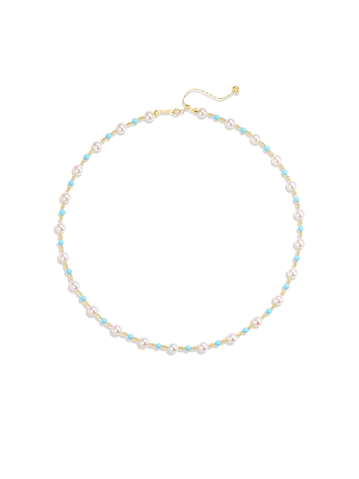 High Luster Akoya Pearl Raw Turquoise Necklace Natural Cultured Saltwater Pearl