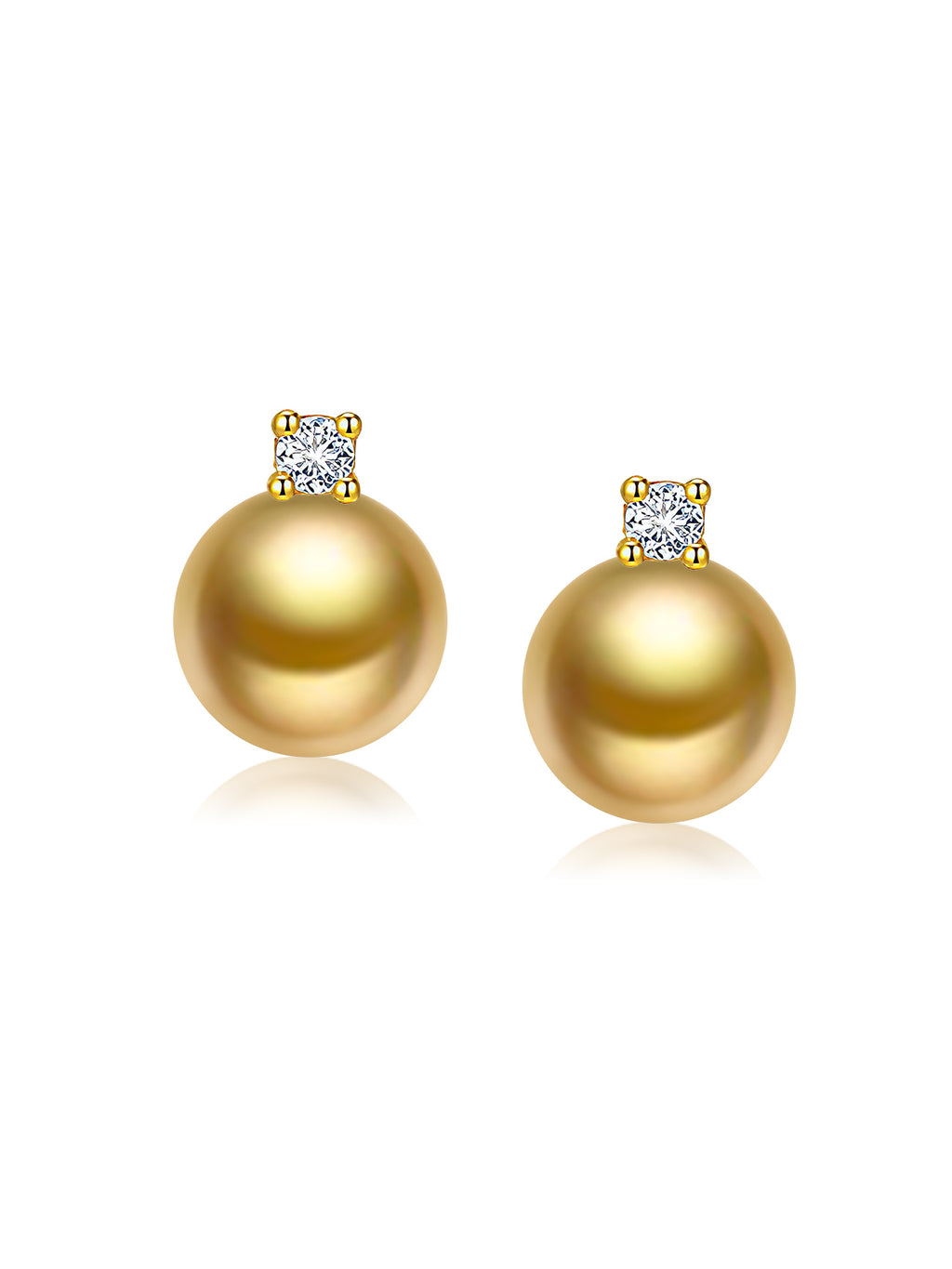 Princess Diana-Inspired 18K Gold Natural Certified Natural Golden South Sea Pearl  Earrings with Natural Diamonds