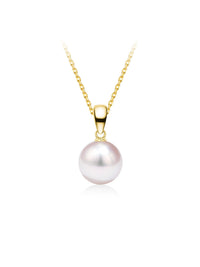 Natural Cultured Saltwater Akoya Pearl 18K Gold Necklace