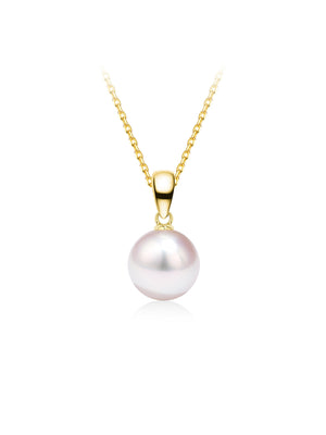 Natural Cultured Saltwater Akoya Pearl 18K Gold Necklace
