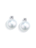 Princess Diana Style 18K Gold South Sea Pearl Earrings with Natural Diamonds