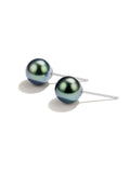 Tahitian Black Saltwater Pearl Earrings AAA Clean Surface Genuine Cultured Pearl Fine Jewelry