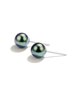 Tahitian Black Saltwater Pearl Earrings AAA Clean Surface Genuine Cultured Pearl Fine Jewelry
