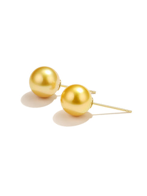 Natural Certified Natural Golden South Sea Pearl  18K Gold Earrings