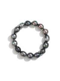 Tahitian Black Pearl Bracelet with Spiral Grooves
