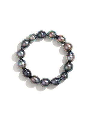 Tahitian Black Pearl Bracelet with Spiral Grooves