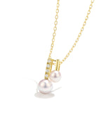Akoya Pearl 18K Gold Natural Diamond Musical Note Necklace