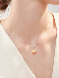 Japanese Akoya Saltwater Pearl 18K Gold Keshi Pearl Necklace Natural Cultured Saltwater Pearl