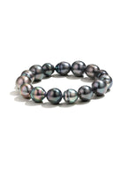 Tahitian Black Pearl Bracelet with Spiral Grooves