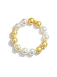 Mixed-color Baroque pearl bracelet featuring South Sea golden and Australian white pearls