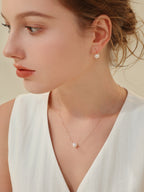 Natural Cultured Saltwater Akoya Pearl 18K Gold Necklace Natural diamond