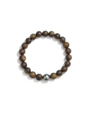 Tahitian Black Sea Pearl and Agarwood Bracelet – AAA-Grade Flawless Surface, Genuine Cultured Pearls, Fine Jewelry