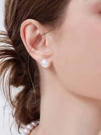 Classic style Certified Natural Cultured Freshwater Pearl 18K Earring