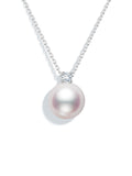 Princess Diana-Inspired 18K Gold Akoya Saltwater Pearl Necklace with Natural Diamonds