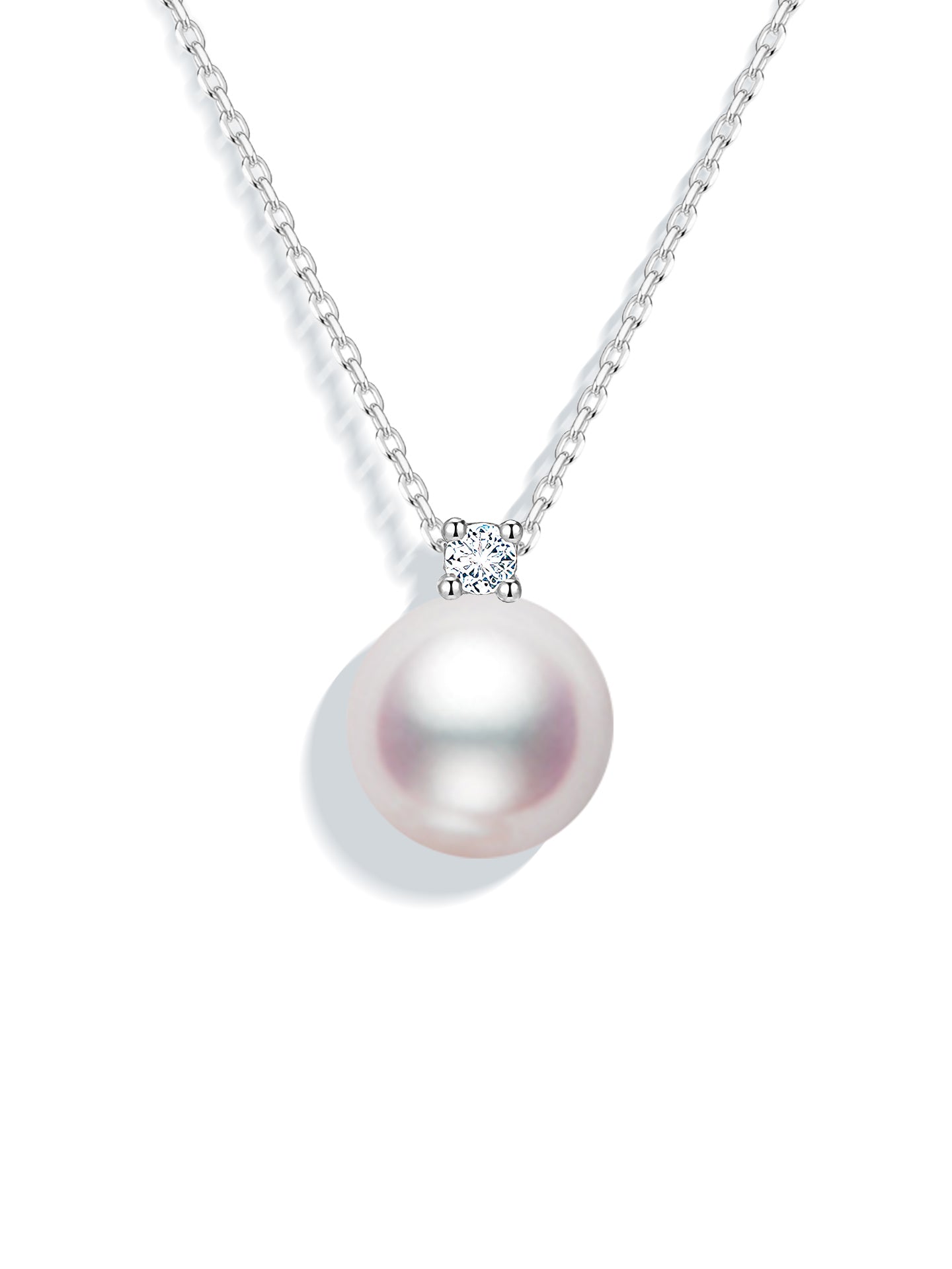 Princess Diana-Inspired 18K Gold Akoya Saltwater Pearl Necklace with Natural Diamonds
