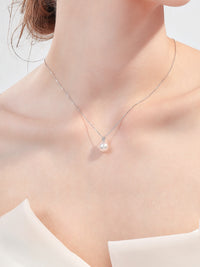 Natural Cultured Saltwater Akoya Pearl 18K Gold Necklace Natural diamond