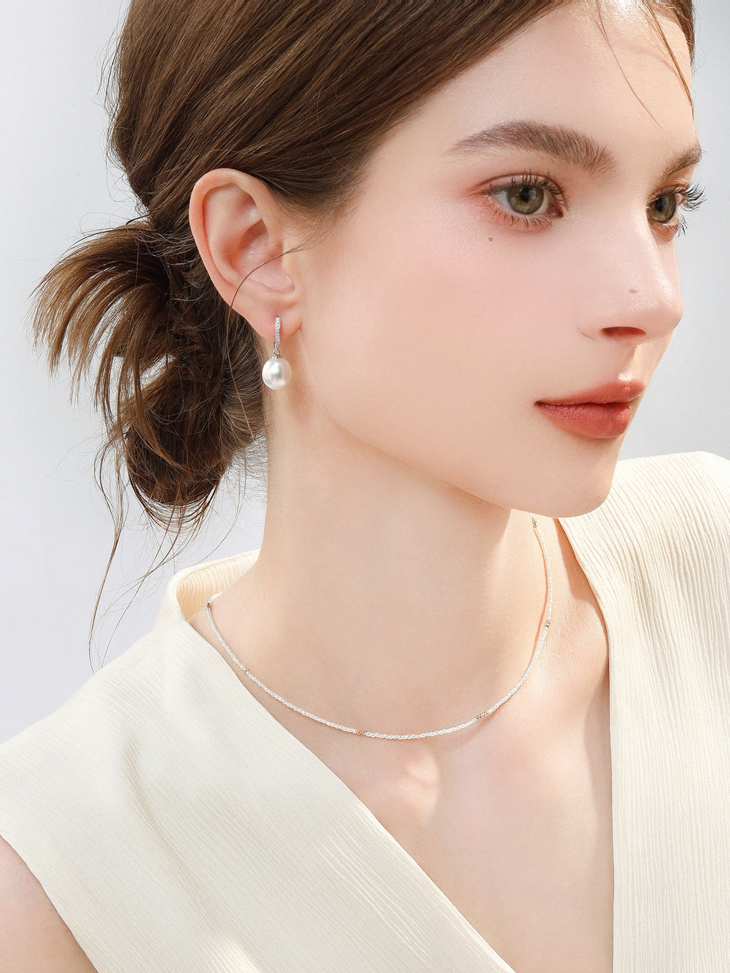 Japanese Akoya Saltwater Pearl 18K Gold Keshi Pearl Necklace Natural Cultured Saltwater Pearl