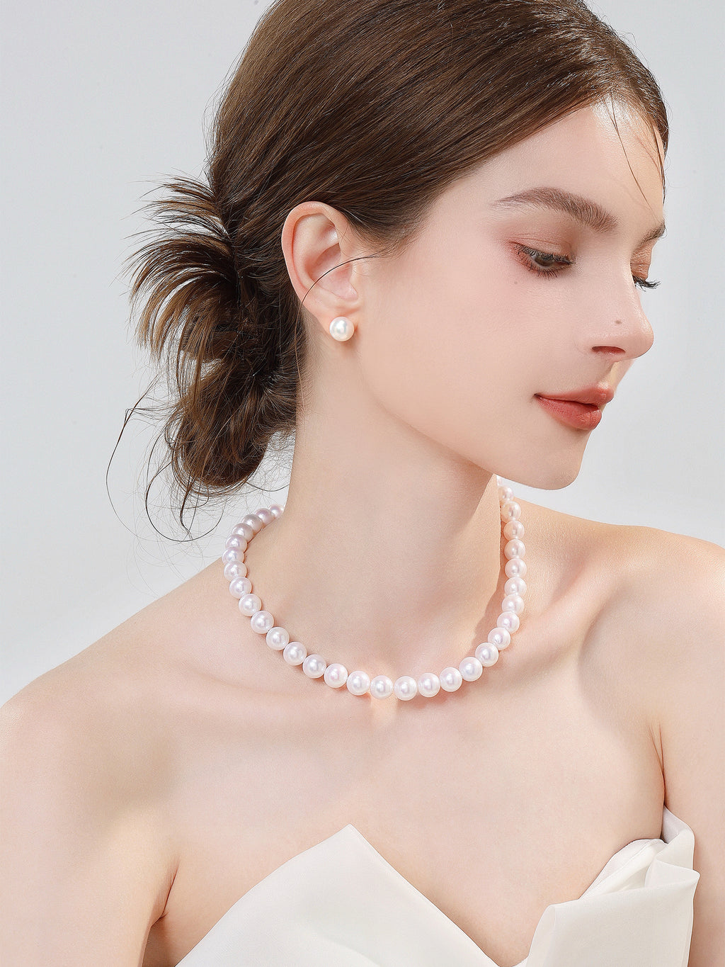 Classic style Certified Natural Cultured Freshwater Pearl 18K Earring