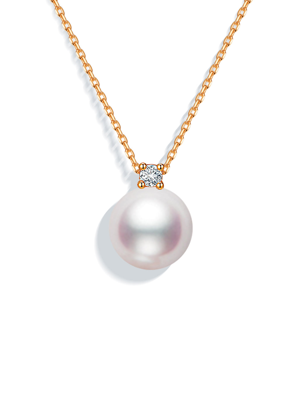 Princess Diana-Inspired 18K Gold Akoya Saltwater Pearl Necklace with Natural Diamonds