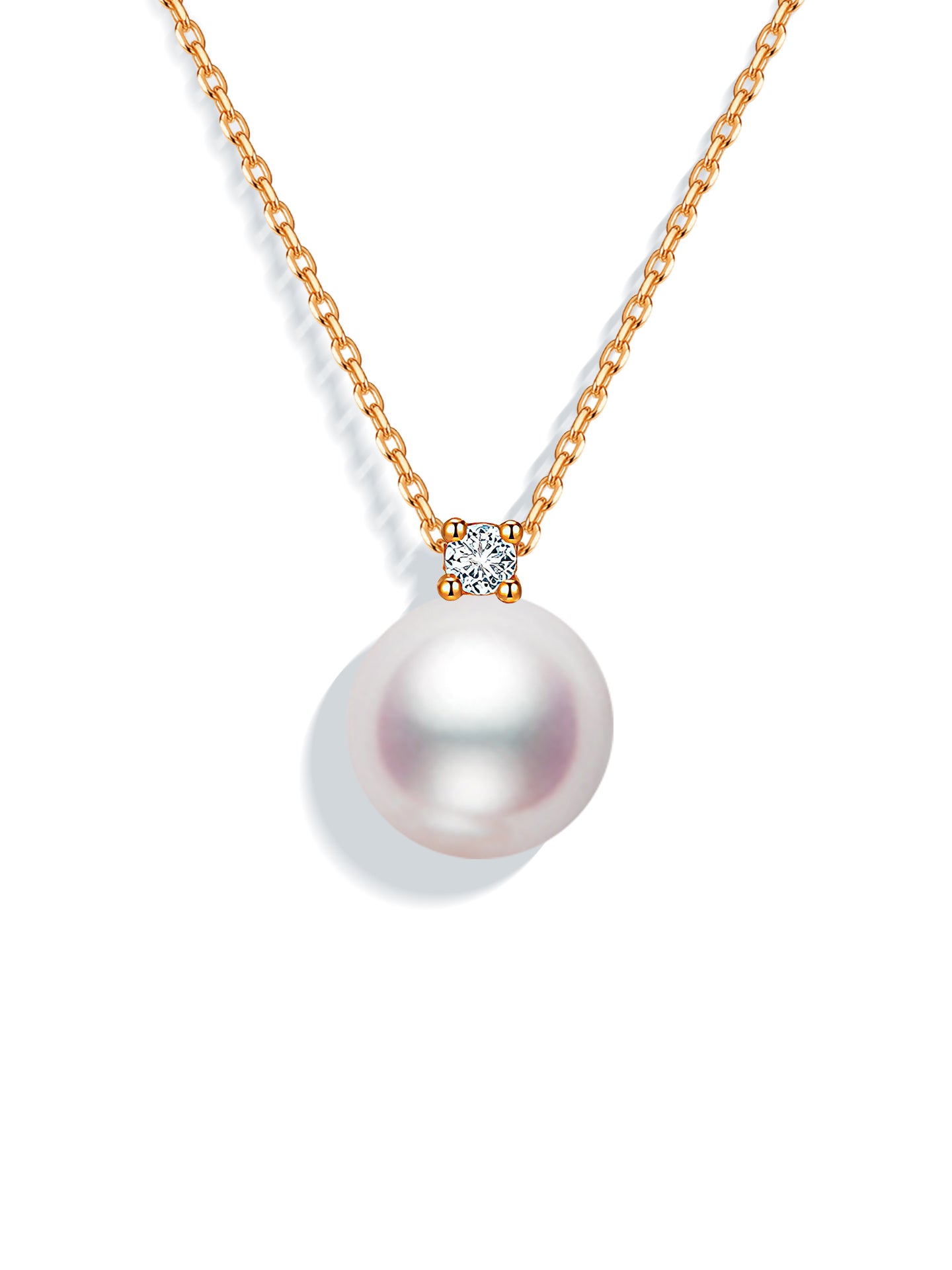 Princess Diana-Inspired 18K Gold Akoya Saltwater Pearl Necklace with Natural Diamonds