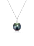 Natural Cultured Saltwater Peacock Green Tahitian Pearl  18K Gold Necklace -Comes with an S925 silver chain