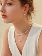 Natural Cultured Saltwater Akoya Pearl 18K Gold Necklace Natural diamond