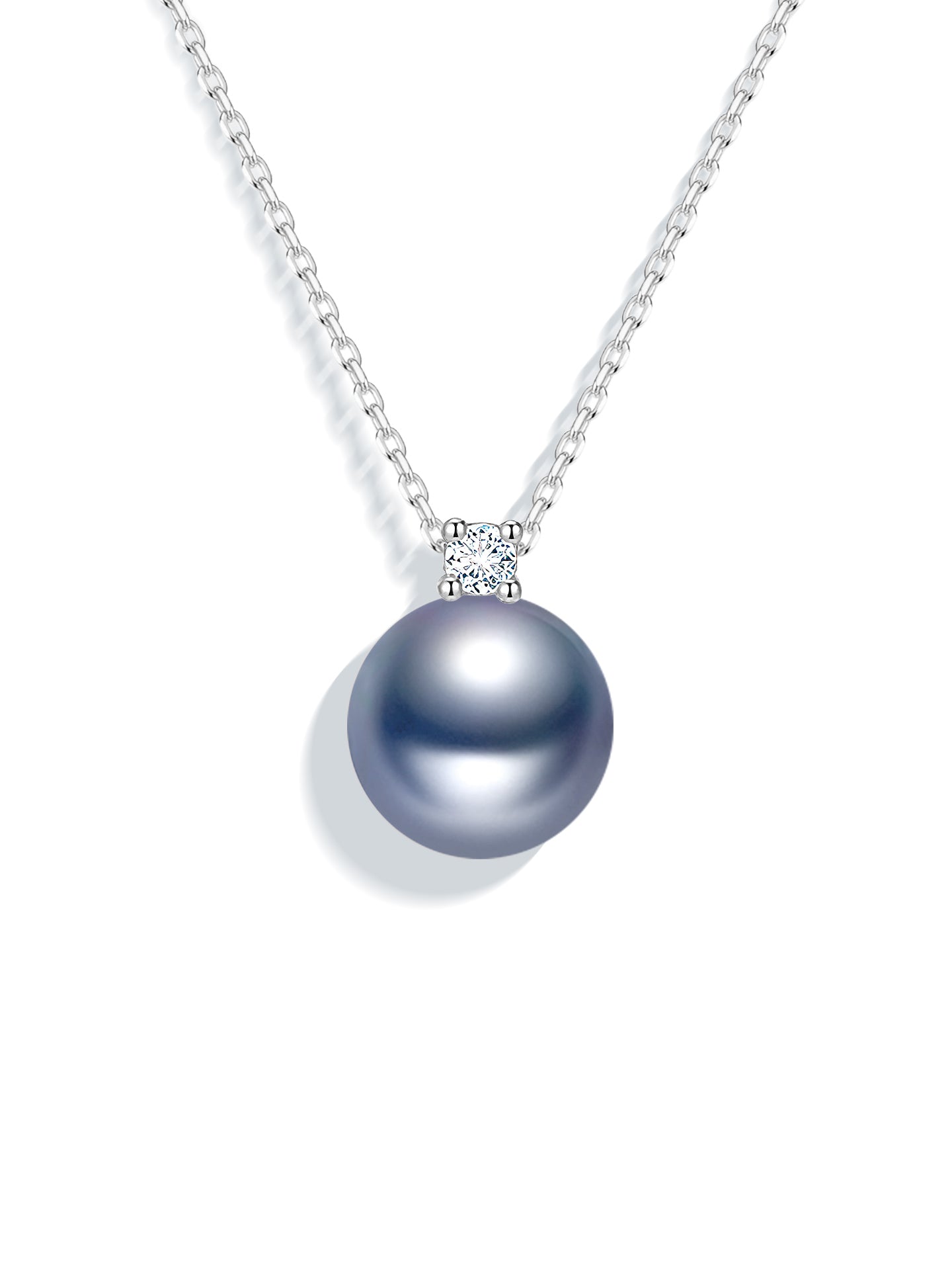 Princess Diana-Inspired 18K Gold Natural Peacock Green Tahitian Black Saltwater Pearl Necklace with Natural Diamonds