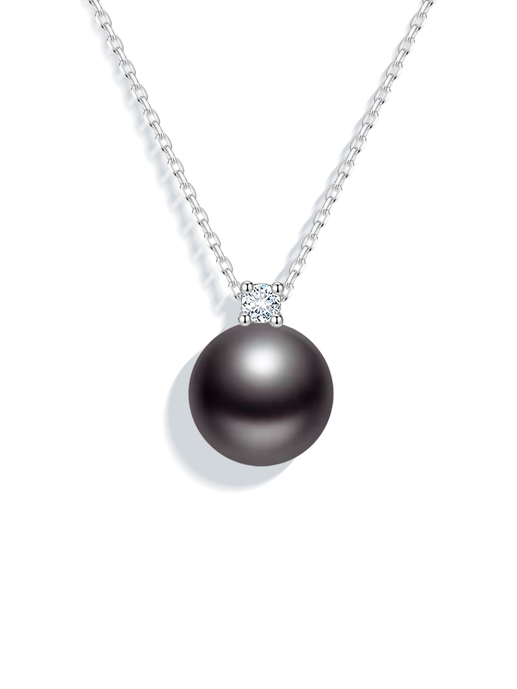 Princess Diana-Inspired 18K Gold Natural Peacock Green Tahitian Black Saltwater Pearl Necklace with Natural Diamonds