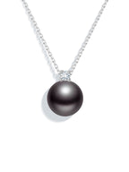 Princess Diana-Inspired 18K Gold Natural Peacock Green Tahitian Black Saltwater Pearl Necklace with Natural Diamonds